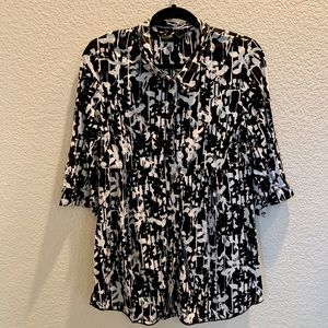 Style & Co Black and White Button Up Blouse